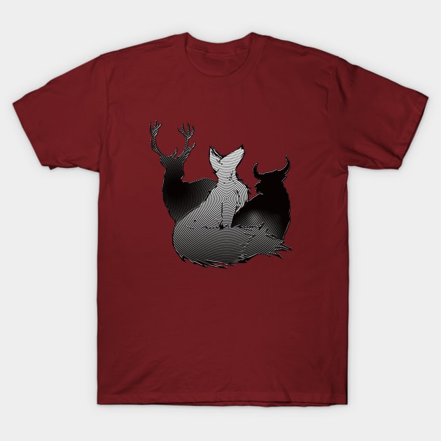 Mesmerizing Stag, Vixen, and Bull design T-Shirt by Vixen Games